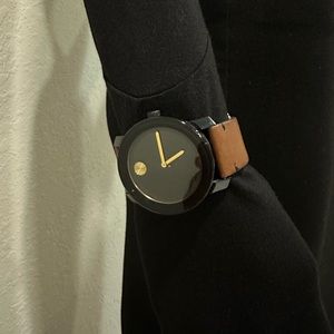 MOVADO Brown Leather Band Watch